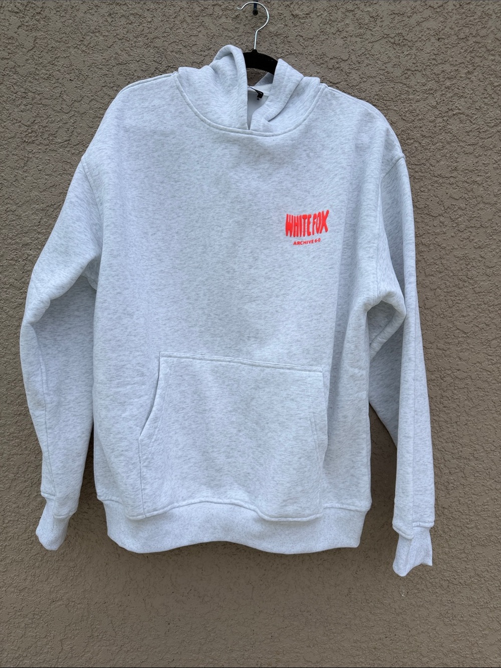 White Fox Boutique Gray Hoodie with Neon Coral Back Graphic - Picture 2 of 15
